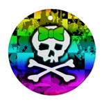 Rainbow Skull Round Ornament (Two Sides)