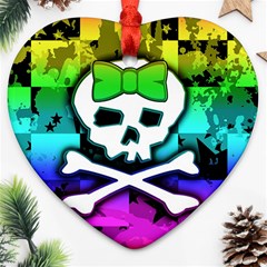 Rainbow Skull Heart Ornament (Two Sides) from ArtsNow.com Front