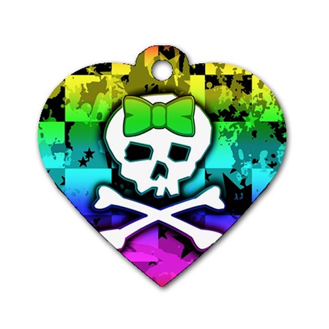 Rainbow Skull Dog Tag Heart (Two Sides) from ArtsNow.com Front
