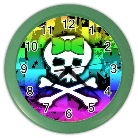 Rainbow Skull Color Wall Clock from ArtsNow.com Front