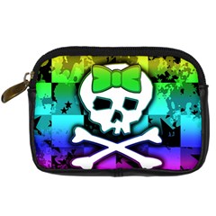 Rainbow Skull Digital Camera Leather Case from ArtsNow.com Front