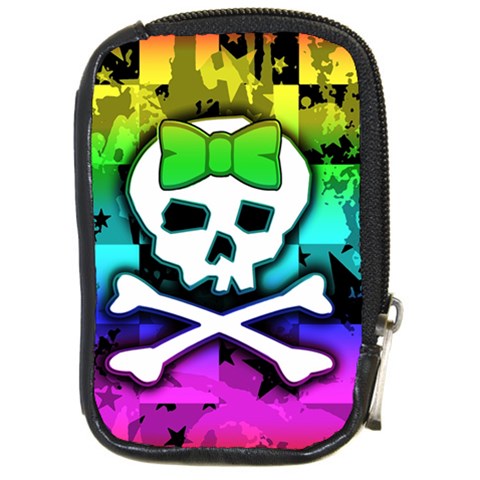 Rainbow Skull Compact Camera Leather Case from ArtsNow.com Front