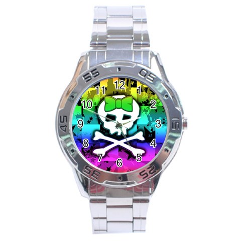 Rainbow Skull Stainless Steel Analogue Men’s Watch from ArtsNow.com Front