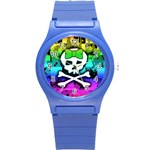 Rainbow Skull Round Plastic Sport Watch Small