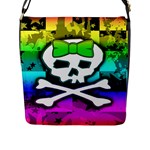 Rainbow Skull Flap Closure Messenger Bag (Large)