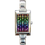 Rainbow Skull and Crossbones  Rectangular Italian Charm Watch