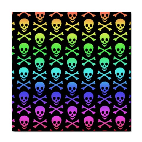 Rainbow Skull and Crossbones  Tile Coaster from ArtsNow.com Front