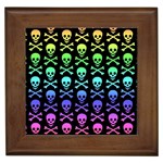 Rainbow Skull and Crossbones  Framed Tile