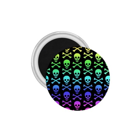 Rainbow Skull and Crossbones  1.75  Magnet from ArtsNow.com Front