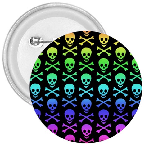 Rainbow Skull and Crossbones  3  Button from ArtsNow.com Front