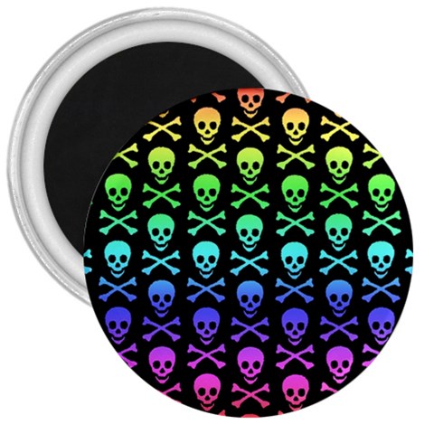 Rainbow Skull and Crossbones  3  Magnet from ArtsNow.com Front