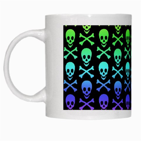 Rainbow Skull and Crossbones  White Mug from ArtsNow.com Left