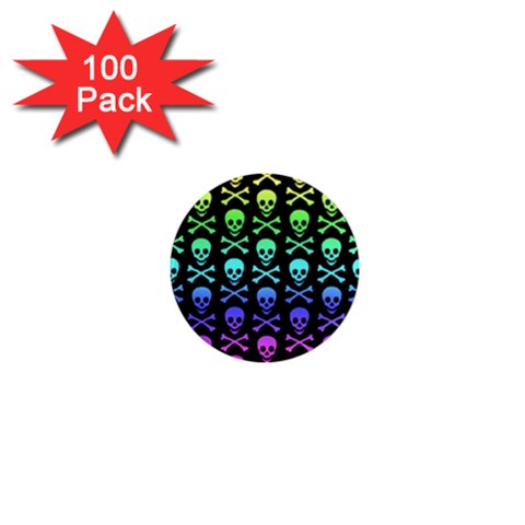 Rainbow Skull and Crossbones  1  Mini Magnet (100 pack)  from ArtsNow.com Front