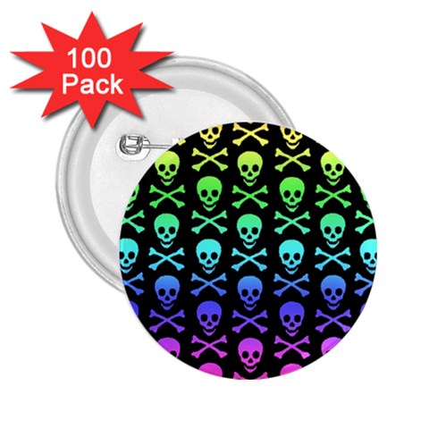 Rainbow Skull and Crossbones  2.25  Button (100 pack) from ArtsNow.com Front