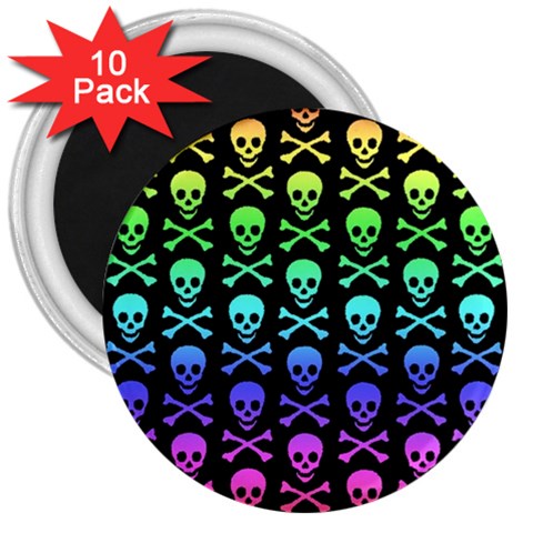 Rainbow Skull and Crossbones  3  Magnet (10 pack) from ArtsNow.com Front