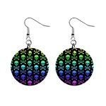 Rainbow Skull and Crossbones  1  Button Earrings
