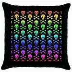 Rainbow Skull and Crossbones  Throw Pillow Case (Black)