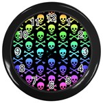 Rainbow Skull and Crossbones  Wall Clock (Black)