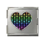 Rainbow Skull and Crossbones  Mega Link Heart Italian Charm (18mm)