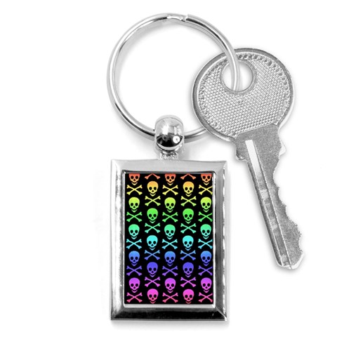 Rainbow Skull and Crossbones  Key Chain (Rectangle) from ArtsNow.com Front