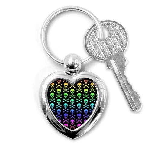 Rainbow Skull and Crossbones  Key Chain (Heart) from ArtsNow.com Front