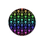 Rainbow Skull and Crossbones  Rubber Coaster (Round)