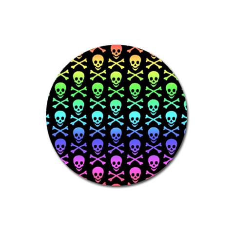 Rainbow Skull and Crossbones  Magnet 3  (Round) from ArtsNow.com Front