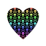 Rainbow Skull and Crossbones  Magnet (Heart)
