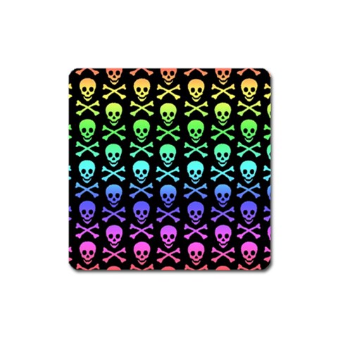 Rainbow Skull and Crossbones  Magnet (Square) from ArtsNow.com Front