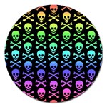 Rainbow Skull and Crossbones  Magnet 5  (Round)