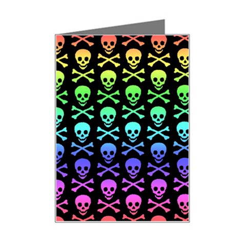Rainbow Skull and Crossbones  Mini Greeting Card from ArtsNow.com Left