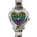 Rainbow Skull and Crossbones  Heart Italian Charm Watch