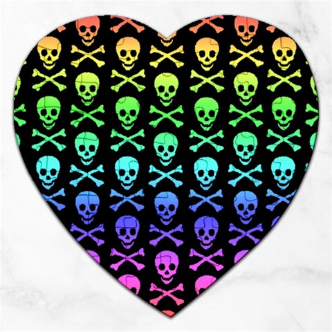 Rainbow Skull and Crossbones  Jigsaw Puzzle (Heart) from ArtsNow.com Front