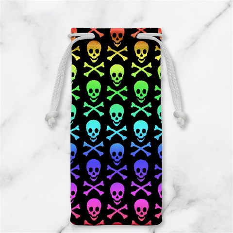 Rainbow Skull and Crossbones  Jewelry Bag from ArtsNow.com Front