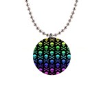 Rainbow Skull and Crossbones  1  Button Necklace