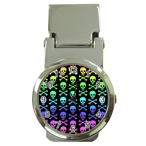 Rainbow Skull and Crossbones  Money Clip Watch from ArtsNow.com Front