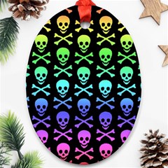 Rainbow Skull and Crossbones  Oval Ornament (Two Sides) from ArtsNow.com Back
