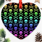 Rainbow Skull and Crossbones  Heart Ornament (Two Sides)