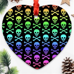 Rainbow Skull and Crossbones  Heart Ornament (Two Sides) from ArtsNow.com Back