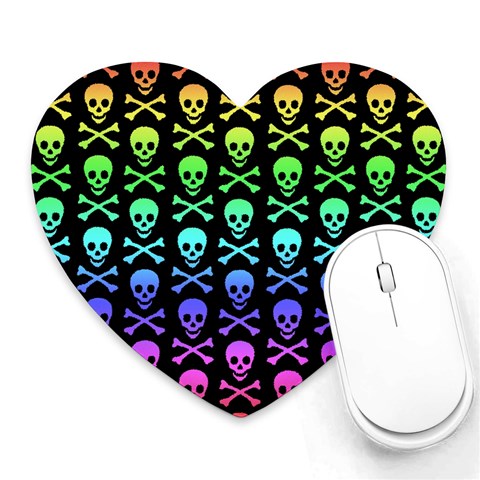 Rainbow Skull and Crossbones  Mousepad (Heart) from ArtsNow.com Front