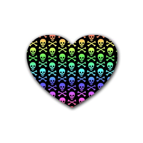 Rainbow Skull and Crossbones  Rubber Coaster (Heart) from ArtsNow.com Front