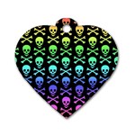 Rainbow Skull and Crossbones  Dog Tag Heart (One Side)