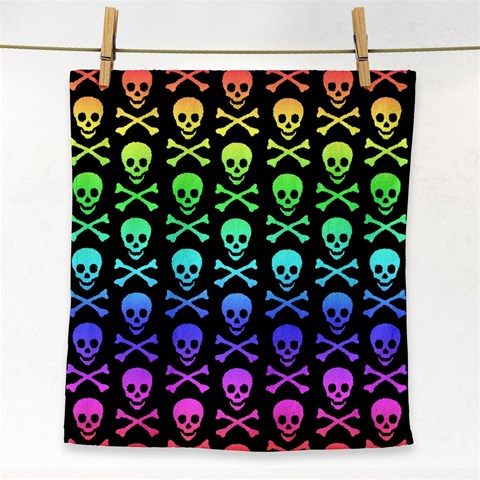 Rainbow Skull and Crossbones  Face Towel from ArtsNow.com Front