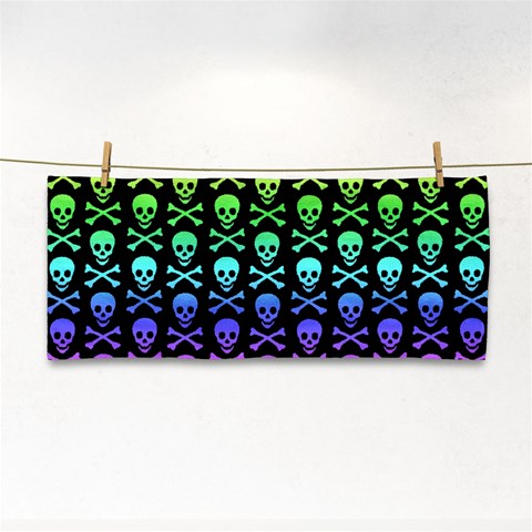 Rainbow Skull and Crossbones  Hand Towel from ArtsNow.com Front
