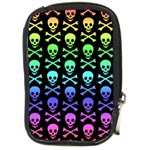 Rainbow Skull and Crossbones  Compact Camera Leather Case