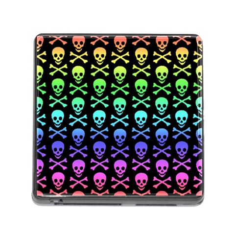 Rainbow Skull and Crossbones  Memory Card Reader with Storage (Square) from ArtsNow.com Front
