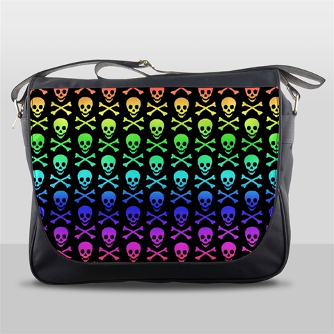 Rainbow Skull and Crossbones  Messenger Bag from ArtsNow.com Front