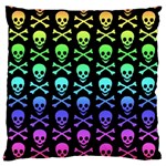Rainbow Skull and Crossbones  Large Cushion Case (One Side)
