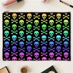 Rainbow Skull and Crossbones  Cosmetic Bag (XXXL)