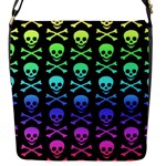 Rainbow Skull and Crossbones  Flap closure messenger bag (Small)